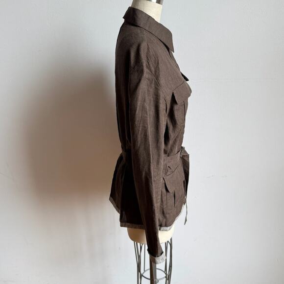 MAXMARA 100% Linen Belted Utility Jacket - Picture 3 of 12